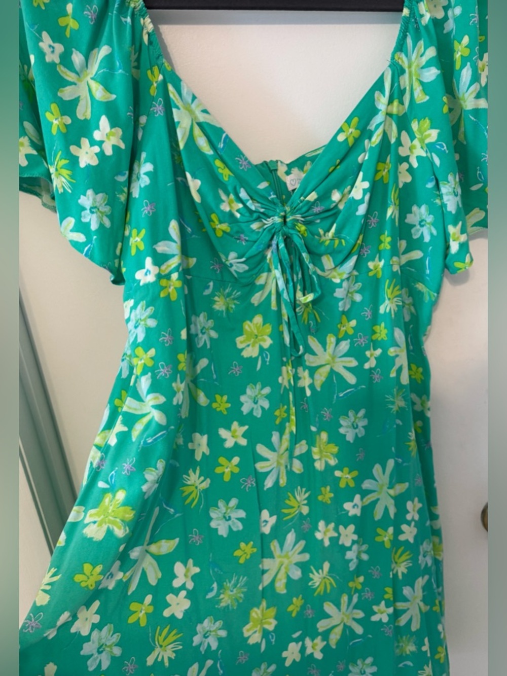 Green Floral Tie-Front Sundress Size XL